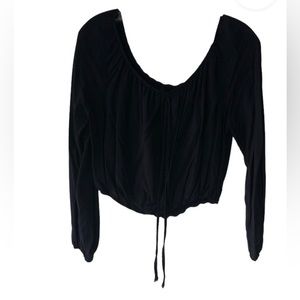 Shelly Black Long Sleeve Crop Top SZ Large